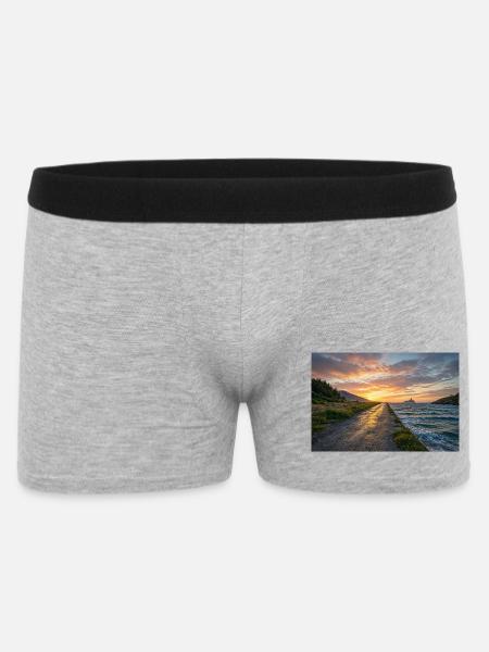 Sonnenuntergang auf dem Küstenweg - Männer Boxer Shorts - Grau meliert