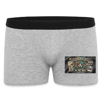 Synthetic Gilded Age – Stay Human In The Grid 2026 - Männer Boxer Shorts - Grau meliert - Vorne
