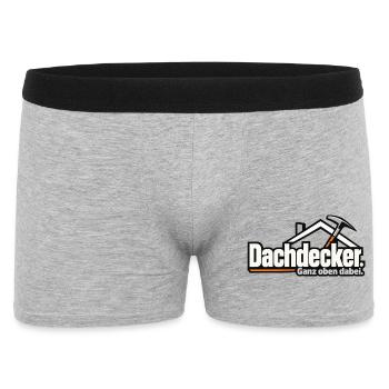 Dachdecker. Ganz oben dabei. – Lustiger Dachdecker - Männer Boxer Shorts - Grau meliert - Vorne