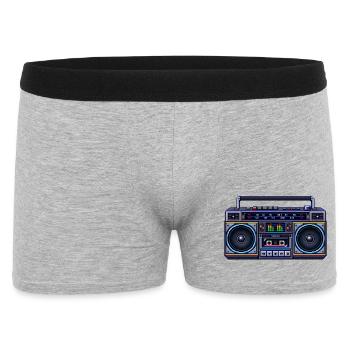 Pixel-Art Ghetto Blaster - Männer Boxer Shorts - Grau meliert - Vorne