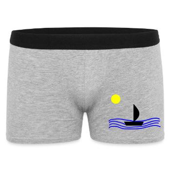 Mit dem Boot auf dem Meer - Männer Boxer Shorts - Grau meliert - Vorne