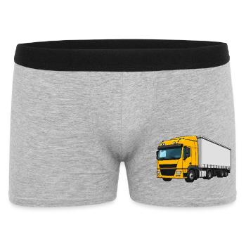 Gelber Lastwagen Illustration - Männer Boxer Shorts - Grau meliert - Vorne