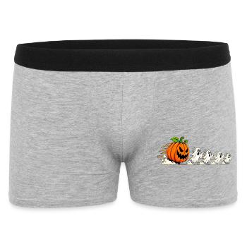 HALLOWEEN KÜRBIS GEIST - Männer Boxer Shorts - Grau meliert - Vorne