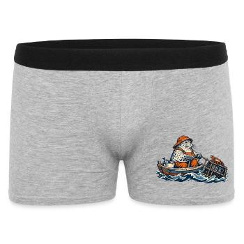 Seehund als Krabbenfischer – Maritimes Motiv - Männer Boxer Shorts - Grau meliert - Vorne