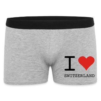 I LOVE SWITZERLAND - Männer Boxer Shorts - Grau meliert - Vorne