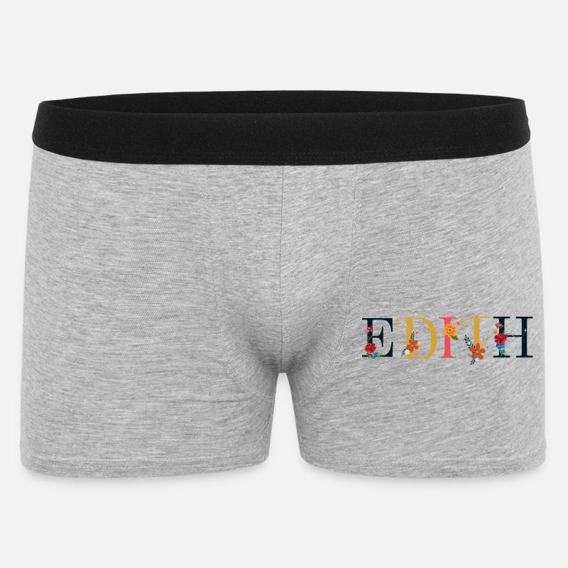 EDITH Name mit Blumen geschmückt - Männer Boxer Shorts - Grau meliert