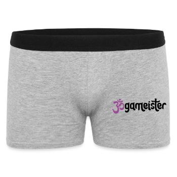 Jogameister - Typografisches OM (3-Farbig) - Männer Boxer Shorts - Grau meliert - Vorne