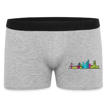 Hull City Skyline: Die Deep Aquarium Line Art - Männer Boxer Shorts - Grau meliert - Vorne