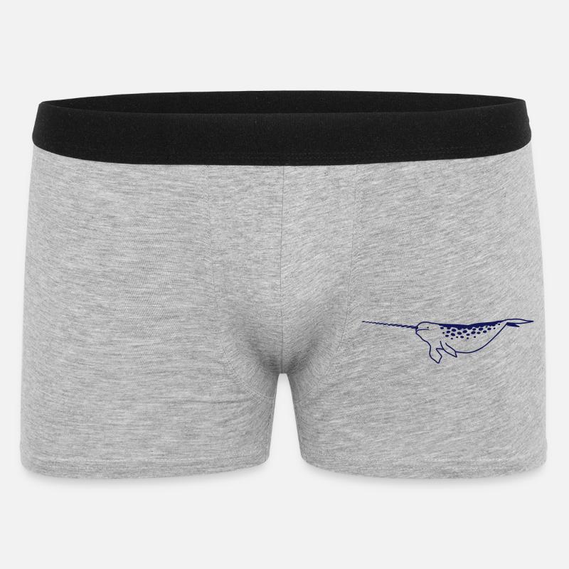 Narwal Meeres-Einhorn Design - Männer Boxer Shorts - Grau meliert
