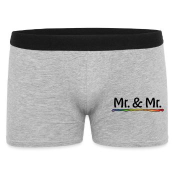 Regenbogen Mr and Mr schwarz - Männer Boxer Shorts - Grau meliert - Vorne