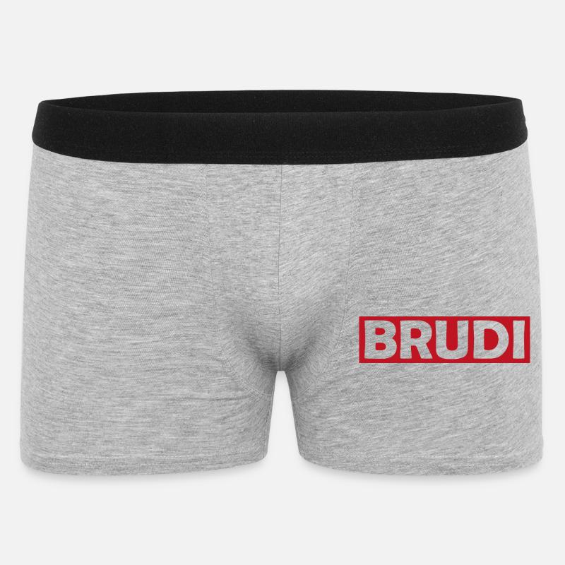 BRUDI Bold Red Logo Tee - Männer Boxer Shorts - Grau meliert