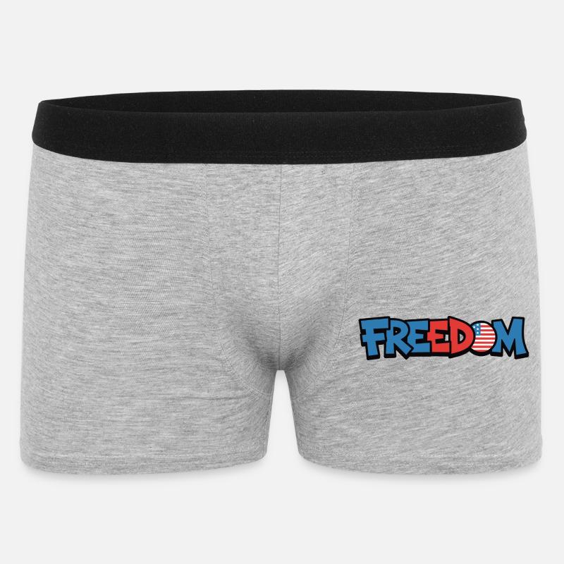 Freedom Typografie Statement Design - Männer Boxer Shorts - Grau meliert