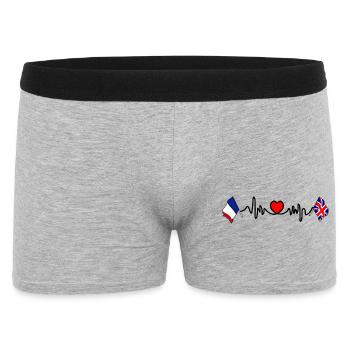 Cardio coeur avec drapeau France et drapeau Angleterre - Boxer Homme - gris chiné - Devant