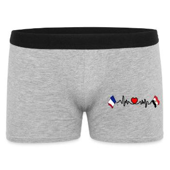 Cardio heart with Flag France and flag Egypt - Men's Boxer Shorts - heather grey - Front
