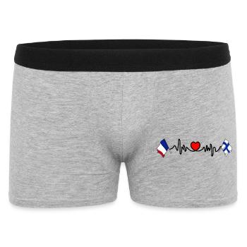 Cardio heart with Flag France and flag Finland - Men's Boxer Shorts - heather grey - Front