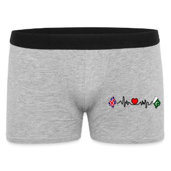 Cardio coeur avec drapeau de l’Angleterre et drapeau du Pakistan - Boxer Homme - gris chiné - Devant