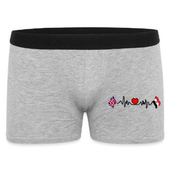 Cardio coeur avec drapeau de l’Angleterre et drapeau de l’Égypte - Boxer Homme - gris chiné - Devant