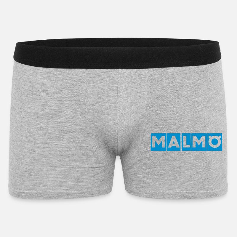 Malmö – Conception de texte bleu - Boxer Homme - gris chiné