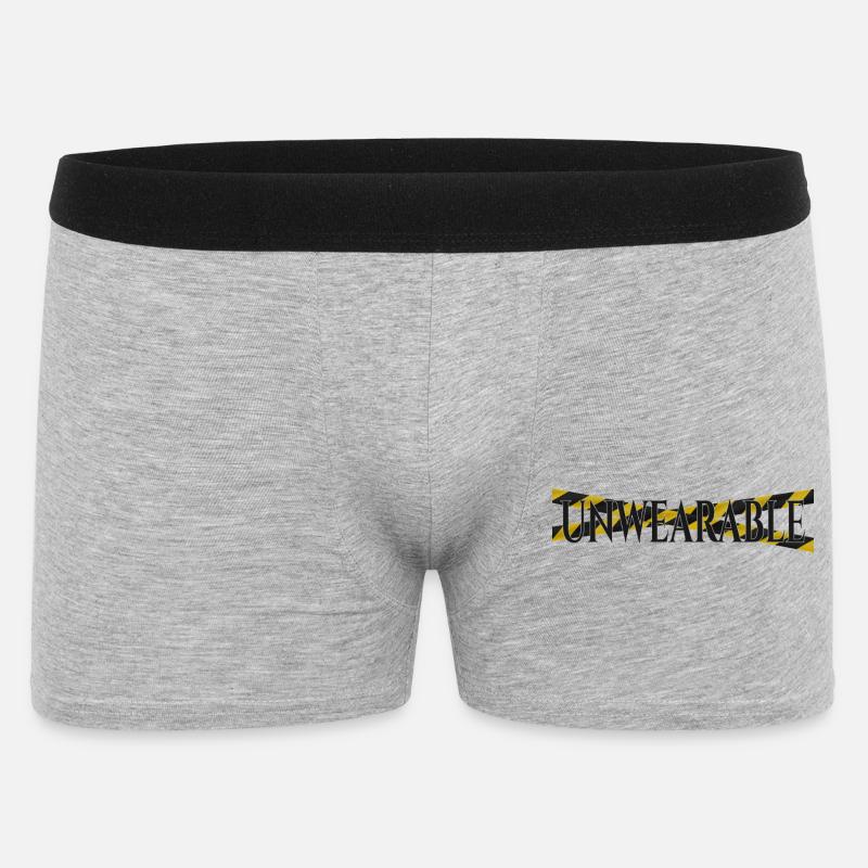 Untragbar – Statement-Design mit Warnband - Männer Boxer Shorts - Grau meliert