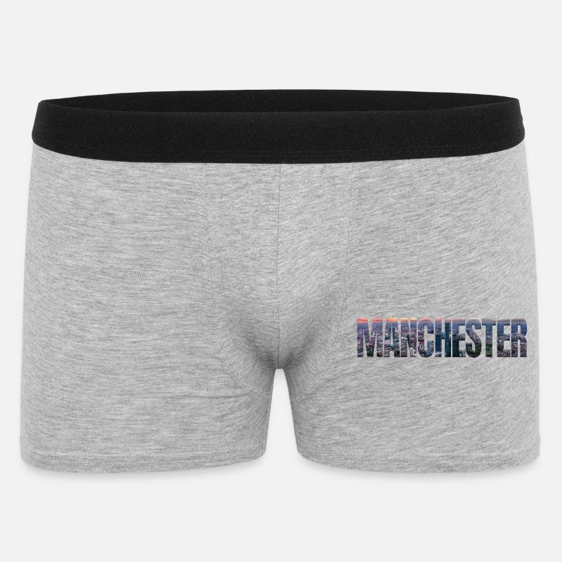 Manchester Skyline in Textfassade - Männer Boxer Shorts - Grau meliert