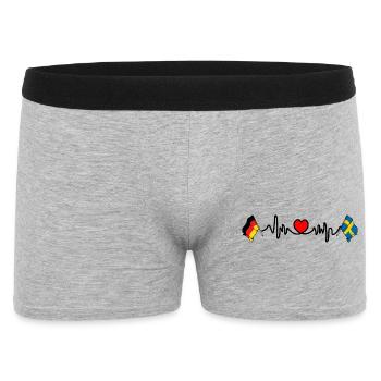 Cardio coeur avec drapeau Allemagne et drapeau Suède - Boxer Homme - gris chiné - Devant