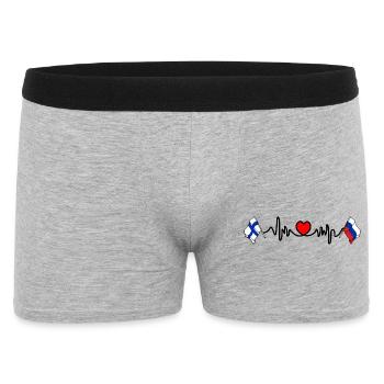 Cardio heart Drapeau Finlande, drapeau Russie - Boxer Homme - gris chiné - Devant
