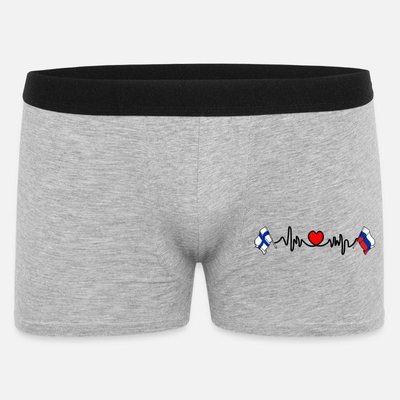 Cardio heart Drapeau Finlande, drapeau Russie - Boxer Homme - gris chiné