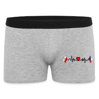 Cardio cardiaque Drapeau Pologne, République tchèque - Boxer Homme - gris chiné - Devant