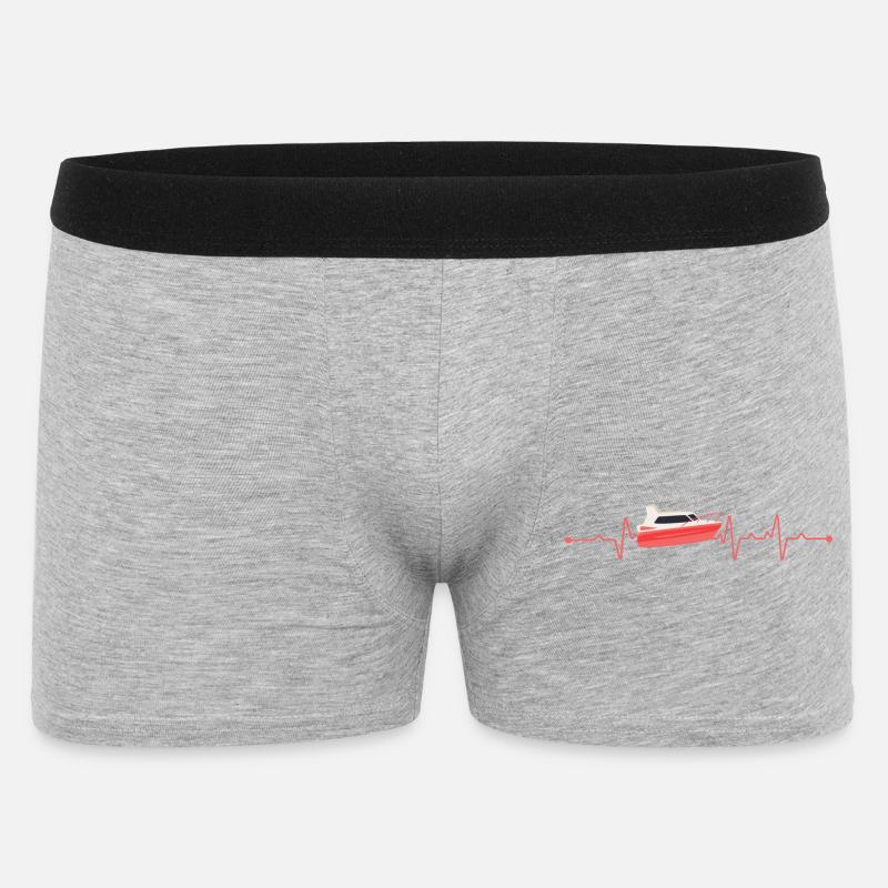 Herzschlag Boot Motorboot - Männer Boxer Shorts - Grau meliert