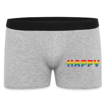 Pride Rainbow Tshirt Happy | LGBT lgbtqi queer - Men's Boxer Shorts - heather grey - Front