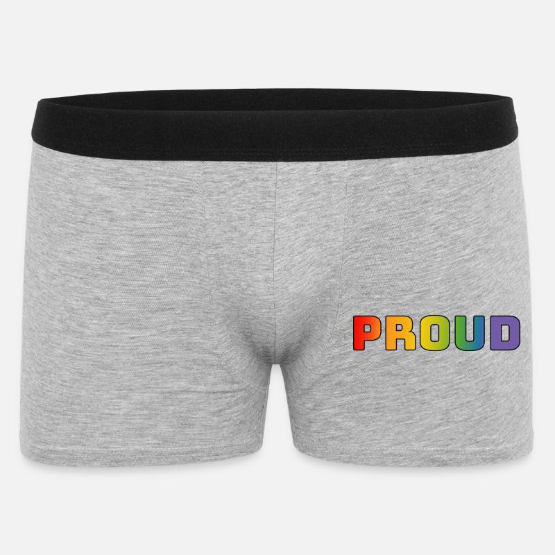 Regenbogen proud schwarz - Männer Boxer Shorts - Grau meliert