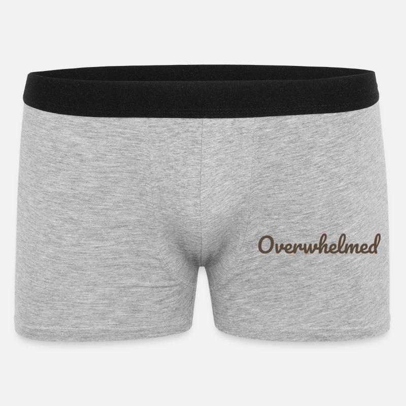 Überwältigt Script-Text in Braun - Männer Boxer Shorts - Grau meliert