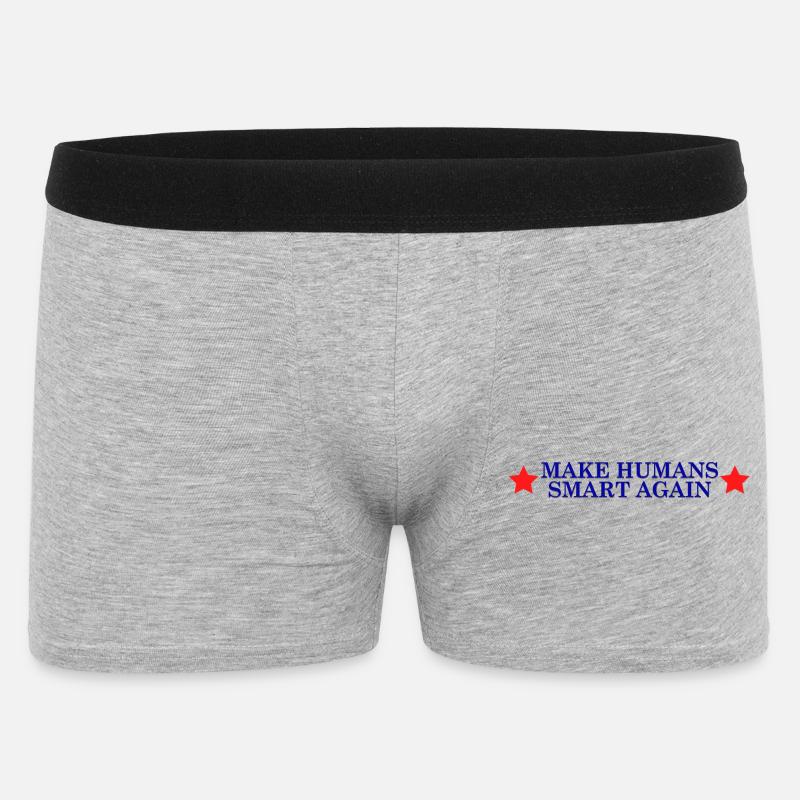 make humans smart again - Wahlslogan - Männer Boxer Shorts - Grau meliert
