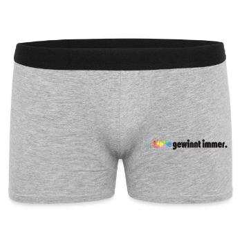 Liebe gewinnt immer Frieden Statement Vielfalt - Männer Boxer Shorts - Grau meliert - Vorne