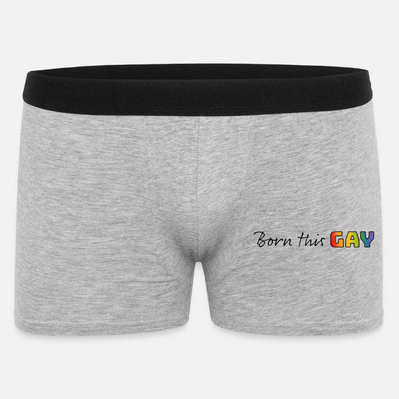 Regenbogen born this gay - Männer Boxer Shorts - Grau meliert