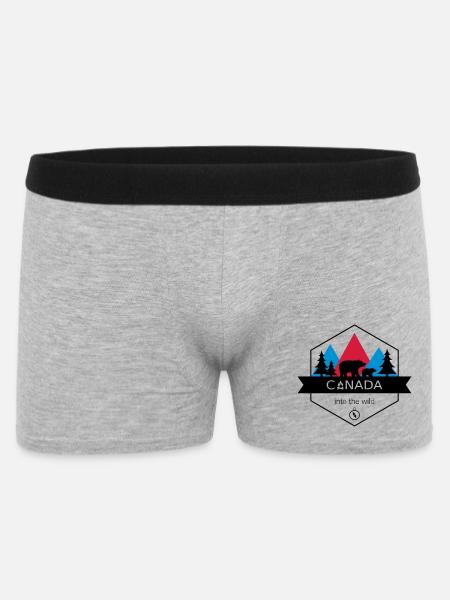 Kanada in die Wildnis mit Bären und Wald - Männer Boxer Shorts - Grau meliert