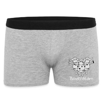 boxenteam_text_w_3f - Männer Boxer Shorts - Grau meliert - Vorne