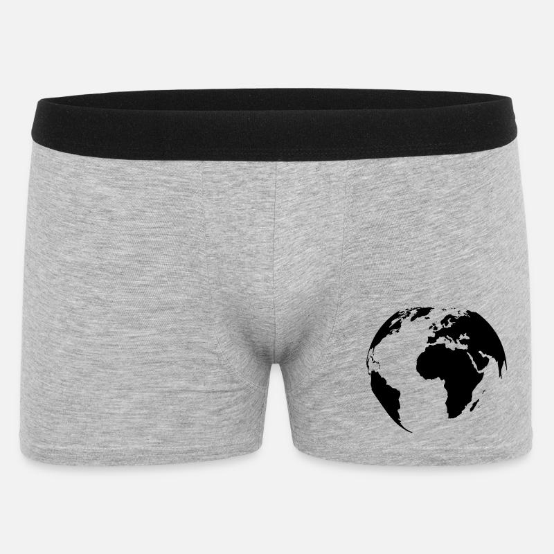 weltkugel-schwarz - Männer Boxer Shorts - Grau meliert