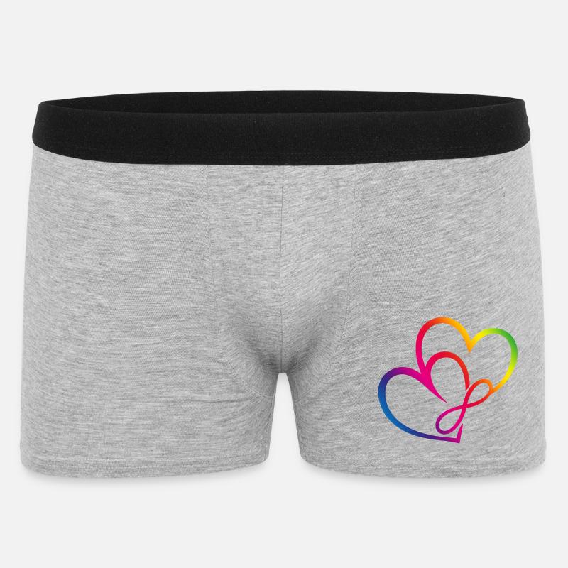 Zwei Herzen Regenbogen Infinity Love CSD LGBT - Männer Boxer Shorts - Grau meliert