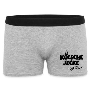 Kölsche Jecke op Tour Köln mit Kölner Dom - Männer Boxer Shorts - Grau meliert - Vorne
