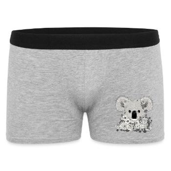 geschmückter Koala Bär mit Blumen und Eukalyptus - Männer Boxer Shorts - Grau meliert - Vorne