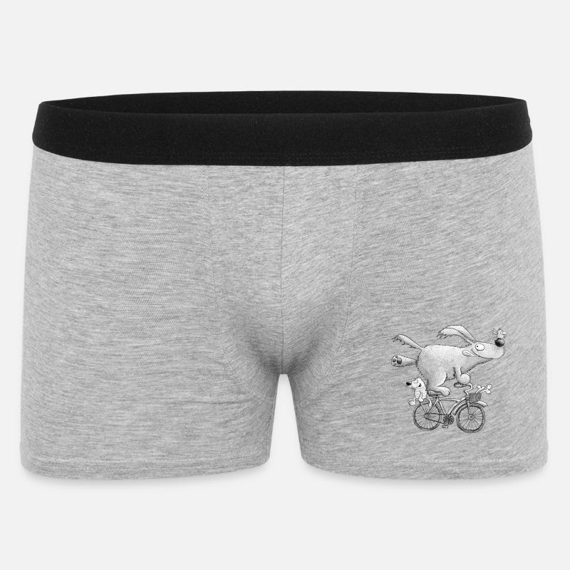 Drolliger Hund Auf Fahrrad Comic Radfahrer - Männer Boxer Shorts - Grau meliert