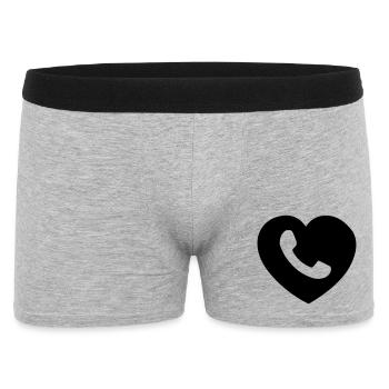Cœur ou cœur avec téléphone ombre coupée - Boxer Homme - gris chiné - Devant