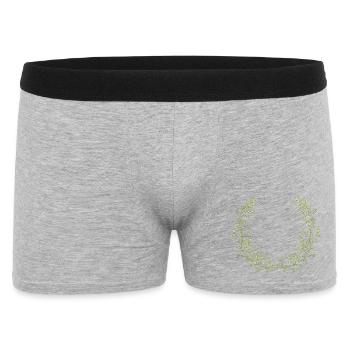 zart leuchtend grüne Zweige mit feinen Linien - Männer Boxer Shorts - Grau meliert - Vorne