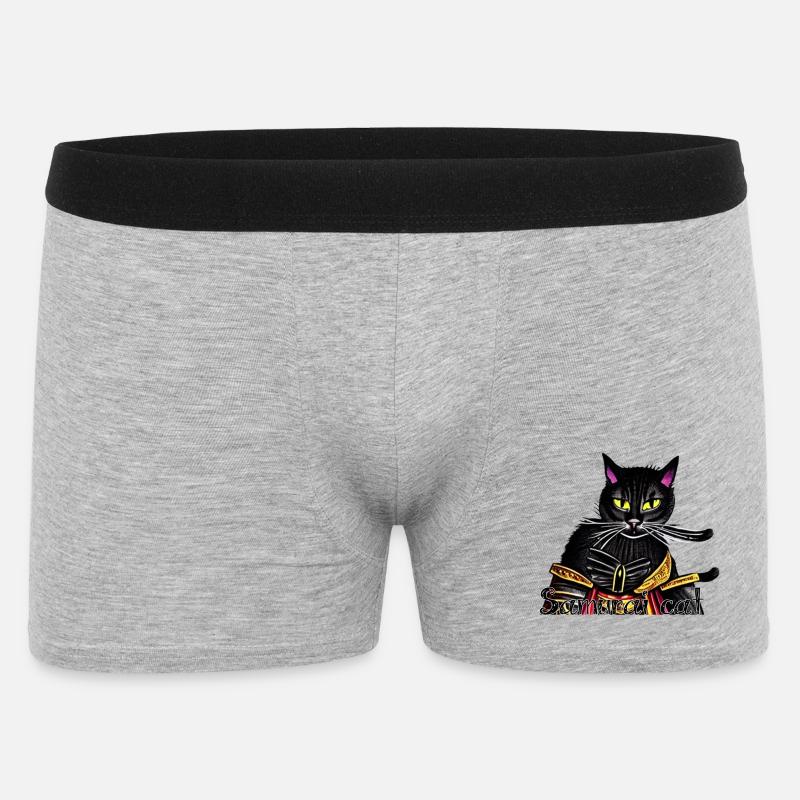 Chat samouraï avec une armure dorée - Boxer Homme - gris chiné