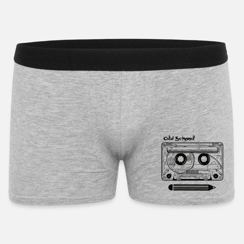 Retro Kassette und Stift - Männer Boxer Shorts - Grau meliert