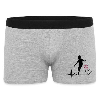 Fußballerin Herzschlag - Männer Boxer Shorts - Grau meliert - Vorne