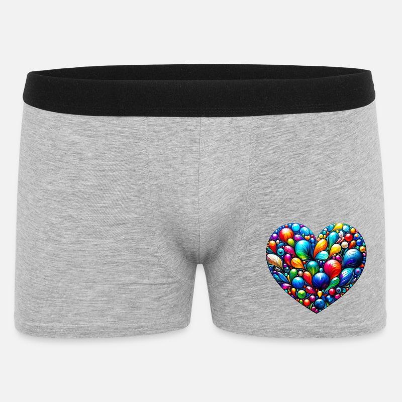 Buntes Herz - Männer Boxer Shorts - Grau meliert