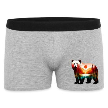 Decorated bear painted with forest landscape - Men's Boxer Shorts - heather grey - Front