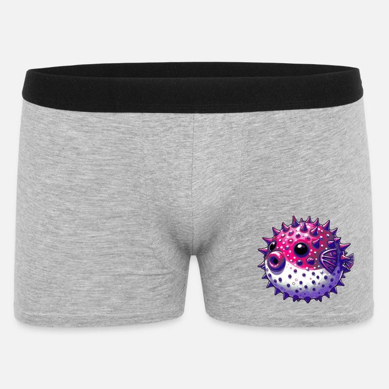 Kugelfisch - Männer Boxer Shorts - Grau meliert